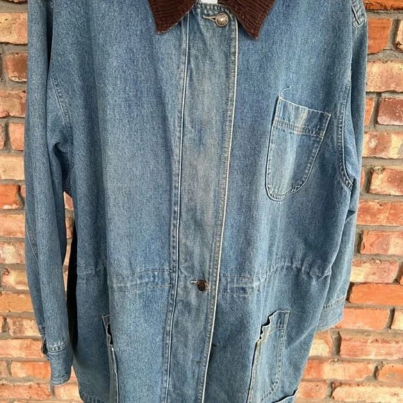 Denim&Co Blue and Brown Jean Jacket with Relaxed Fit - Picture 3 of 15